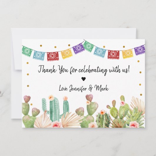 Fiesta Cactus Boho Bruiloftsfeest Bedankkaart (Voorkant)