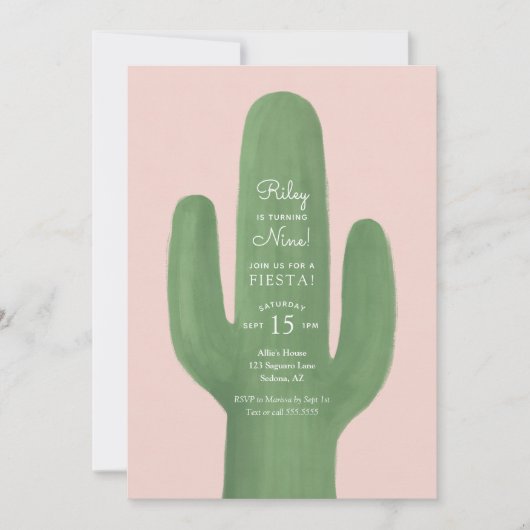 Fiesta Cactus Boho Girl Birthday Party Kaart (Voorkant)
