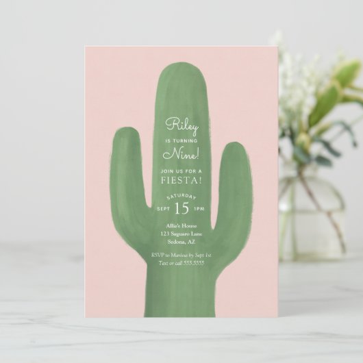 Fiesta Cactus Boho Girl Birthday Party Kaart (Staand voorkant)
