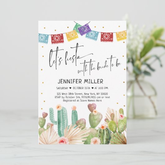 Fiesta Cactus Boho Vrijgezellenfeest Kaart (Staand voorkant)