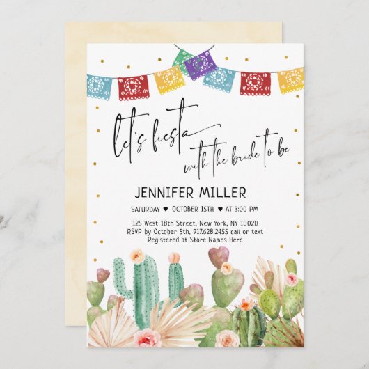 Fiesta Cactus Boho Vrijgezellenfeest Kaart (Voorkant / Achterkant)