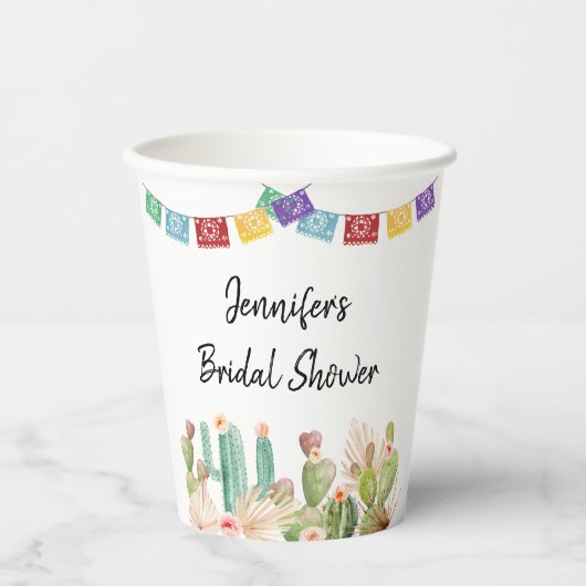 Fiesta Cactus Boho Vrijgezellenfeest Paper Cups Papieren Bekers (Voorkant)