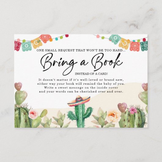 Fiesta Cactus Breng een boek voor Baby shower Informatiekaartje (Voorkant)