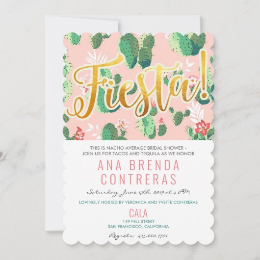 Fiesta Cactus Bridal Shower Uitnodiging (Voorkant)