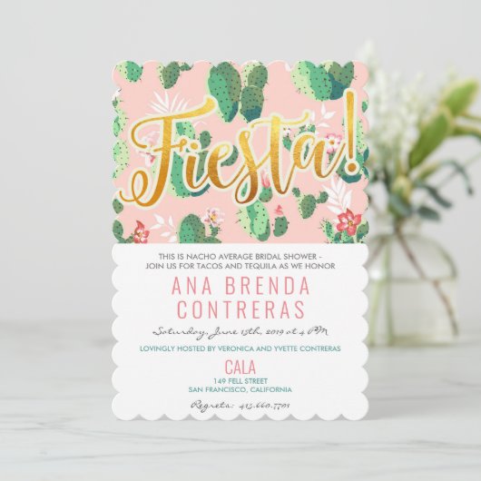 Fiesta Cactus Bridal Shower Uitnodiging (Staand voorkant)