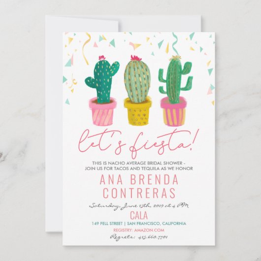 Fiesta Cactus Bridal Shower Uitnodiging (Voorkant)