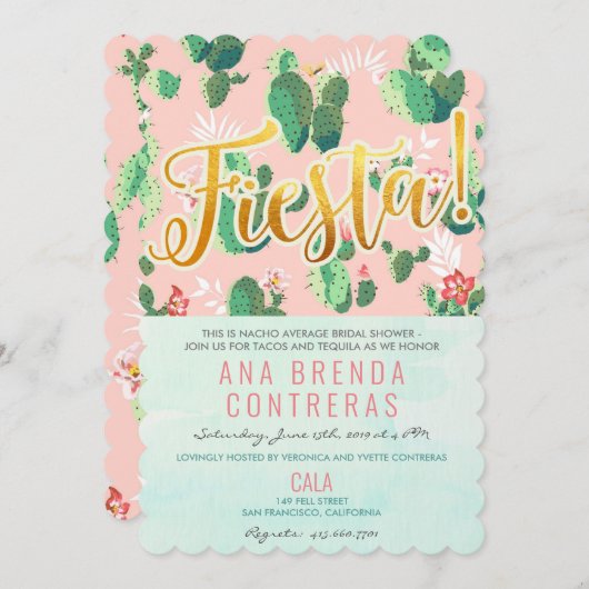 Fiesta Cactus Bridal Shower Uitnodiging (Voorkant / Achterkant)
