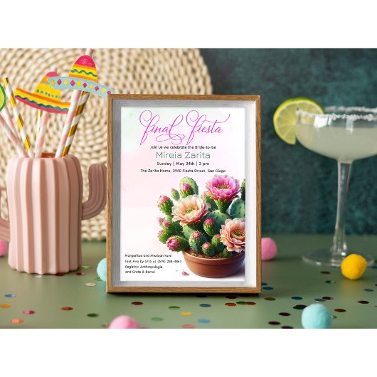 Fiesta Cactus Bridal Shower Uitnodiging