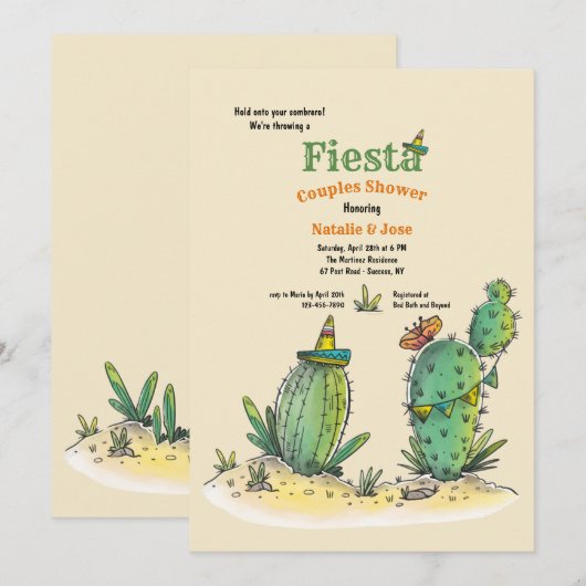 Fiesta Cactus Bridal Shower Uitnodiging (Voorkant / Achterkant)
