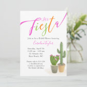 Fiesta Cactus Bright Pink Green Vrijgezellenfeest Kaart (Staand voorkant)