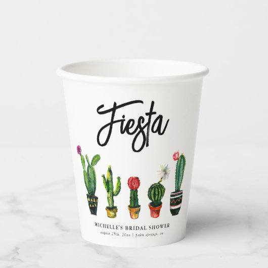 Fiesta Cactus Bruidsfeest Papieren Bekers (Voorkant)