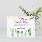 Fiesta Cactus Bruiloftsborrel Dank Je Bedankkaart (Staand voorkant)