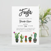 Fiesta Cactus Bruiloftsborrel Kaart (Staand voorkant)