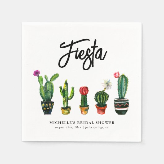 Fiesta Cactus Bruiloftsborrel Servet (Voorkant)