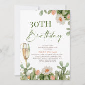 Fiesta Cactus Champagne Glass Birthday Uitnodiging (Voorkant)