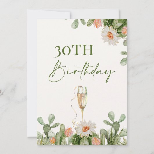 Fiesta Cactus Champagne Glass Birthday Uitnodiging (Achterkant)