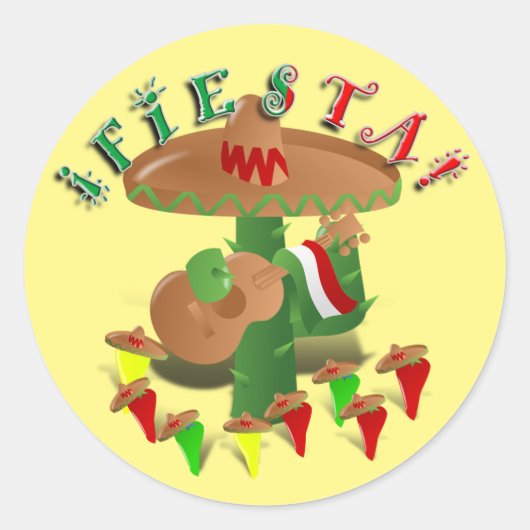Fiesta Cactus Cinco de Mayo Ronde Sticker (Voorkant)