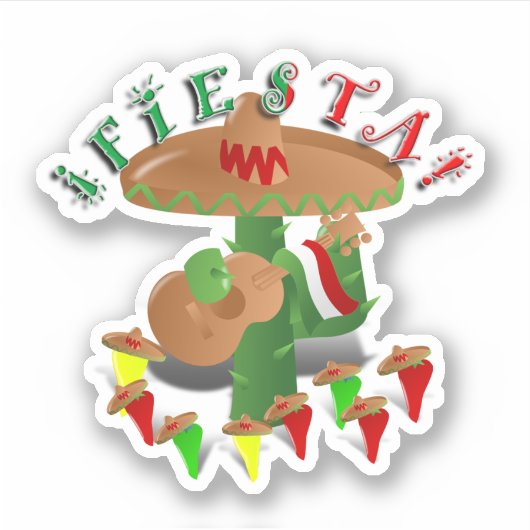 Fiesta Cactus Cinco de Mayo Sticker (Voorkant)