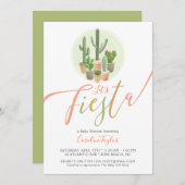 Fiesta Cactus Coral Sage Green Baby shower Kaart (Voorkant / Achterkant)