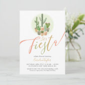 Fiesta Cactus Coral Sage Green Baby shower Kaart (Staand voorkant)