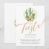 Fiesta Cactus Coral Sage Green Baby shower Kaart (Voorkant / Achterkant)