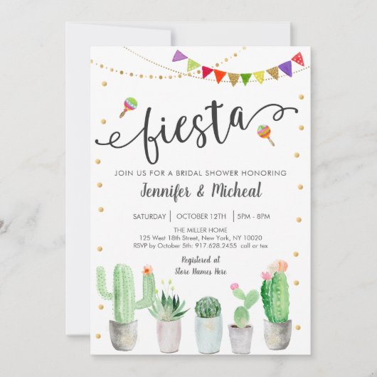 Fiesta Cactus Couples Vrijgezellenfeest Kaart (Voorkant)