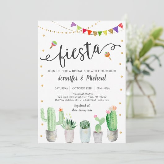 Fiesta Cactus Couples Vrijgezellenfeest Kaart (Staand voorkant)