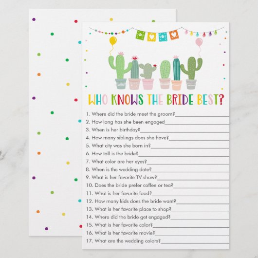 Fiesta Cactus die het beste spel kent (Voorkant / Achterkant)