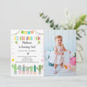 Fiesta Cactus First Birthday Invitation Kaart (Staand voorkant)