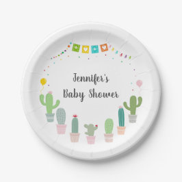 Fiesta Cactus Gender Neutraal Baby shower Papieren Bordje