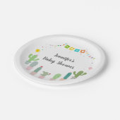 Fiesta Cactus Gender Neutraal Baby shower Papieren Bordje (Gekanteld)