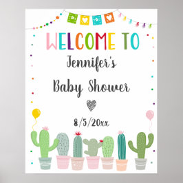 Fiesta Cactus Geslacht Neutrale Baby Shower Welkom Poster