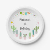 Fiesta Cactus Girl Birthday Papieren Bordje (Voorkant)