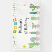 Fiesta Cactus Girl Birthday Spandoek (Verticaal)