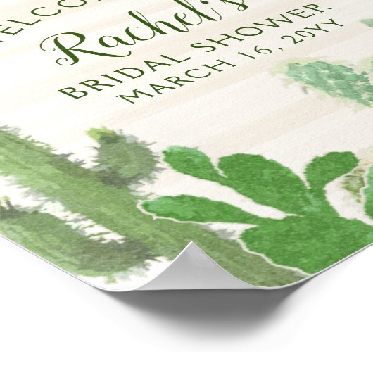 Fiesta Cactus Gold Script Vrijgezellenfeest Welkom Poster (Hoek)