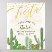 Fiesta Cactus Gold Script Vrijgezellenfeest Welkom Poster (Voorkant)