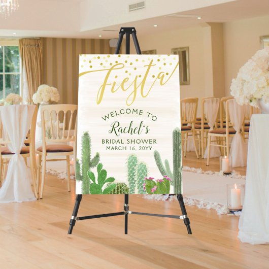 Fiesta Cactus Goud Script Bruiloft Feestelijke Ont Foto Afdruk