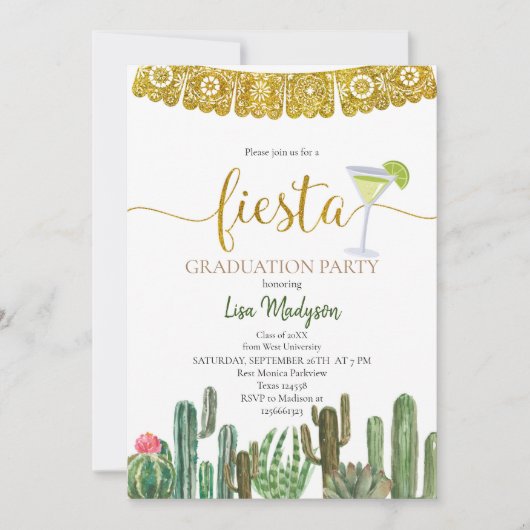 Fiesta Cactus Graduation Party Mexican Kaart (Voorkant)