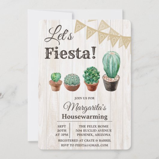 Fiesta Cactus Housewarming Uitnodiging (Voorkant)
