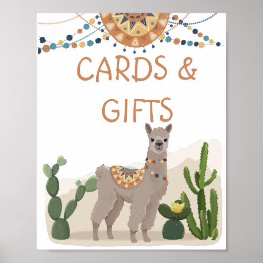 Fiesta Cactus Lama Baby Shower Poster (Voorkant)