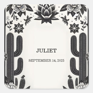 Fiesta Cactus Liefde in Bloei Mexicaanse Bruidsdou Vierkante Sticker