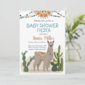 Fiesta Cactus Llama Baby shower Kaart (Staand voorkant)