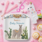 Fiesta Cactus Llama Baby shower Papieren Bordje (Feest)