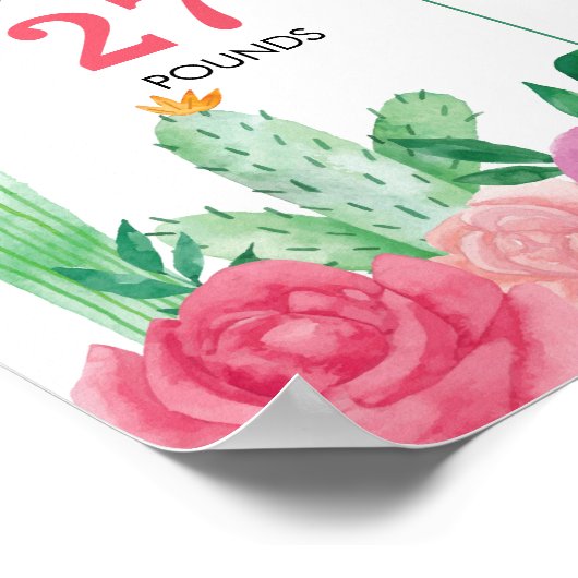 Fiesta Cactus Meisje 1e Verjaardag Mijlpaal teken Poster (Hoek)