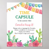 Fiesta Cactus Meisje Verjaardag Tijd Capsule teken Poster (Voorkant)