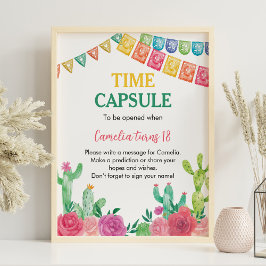 Fiesta Cactus Meisje Verjaardag Tijd Capsule teken Poster