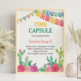 Fiesta Cactus Meisje Verjaardag Tijd Capsule teken Poster