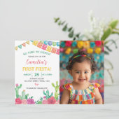 Fiesta Cactus Meisje Verjaardag Uitnodiging (Staand voorkant)