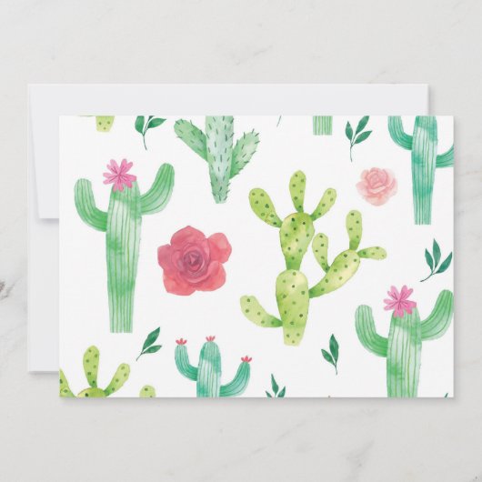 Fiesta Cactus Meisje Verjaardag Uitnodiging (Achterkant)