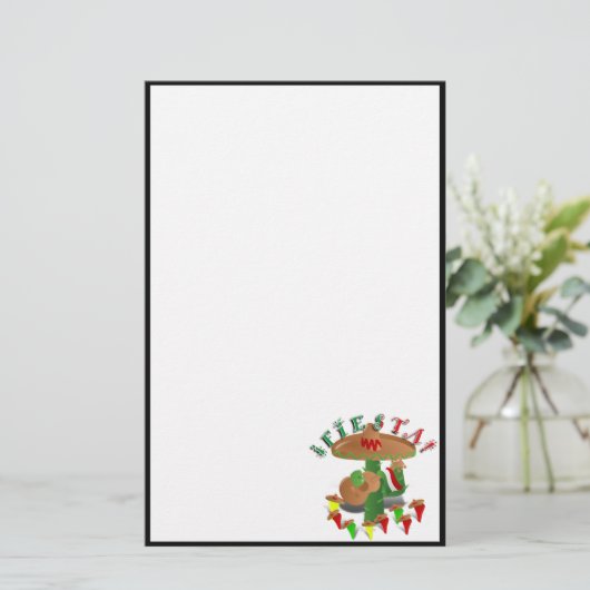 Fiesta Cactus met gitaar & danspeppers Briefpapier (Staand voorkant)